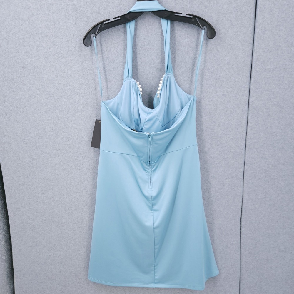 Seni & Cade Ruched Bodycon Halter Sleeveless Pale Blue Dress Juniors Size 1X NWT - Picture 5 of 7